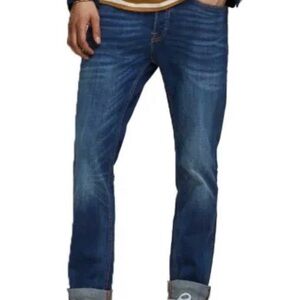 Jack & Jones Men's Slim Straight/Tim  Blue Jeans. 33/32.